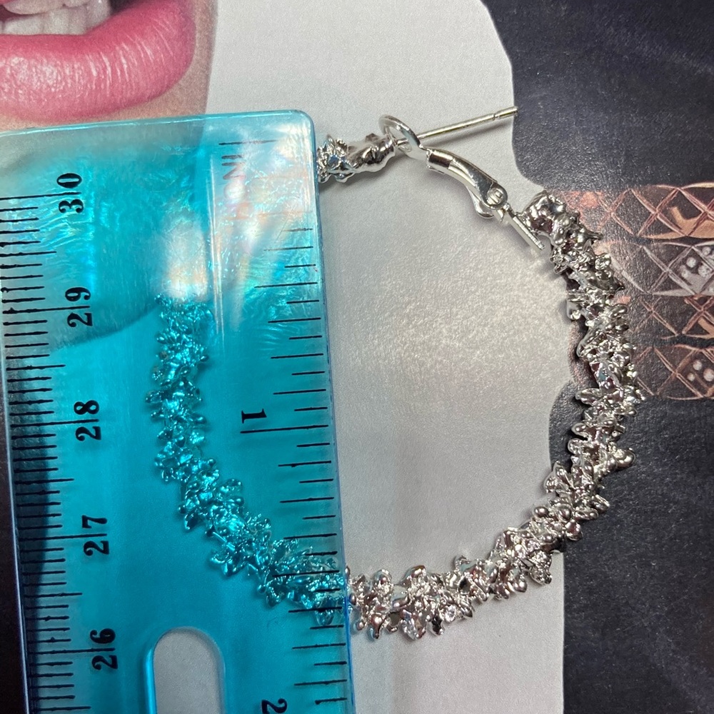 Silver Tone Hope Earrings - Picture 3 of 4